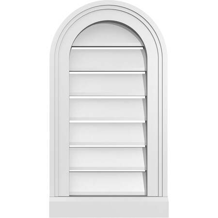 Ekena Millwork Round Top Surface Mount PVC Gable Vent: Functional, w/ 2"W x 2"P Brickmould Sill Frame, 12"W x 22"H GVPRT12X2203SF